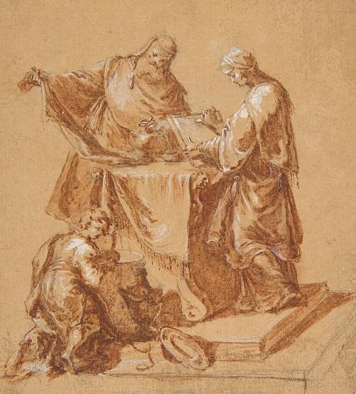 A High-Priest, the Prophetess Anna and a Kneeling Boy around a Table