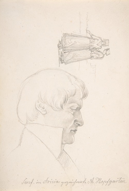 Study Sheet with a Portrait of Carl Julius Senff and Two Italian Women Walking