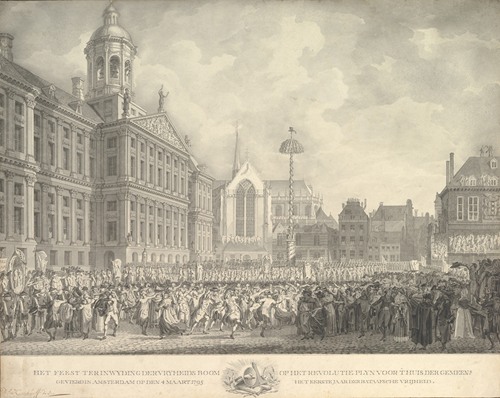 Popular Celebrations in Dam Square, Amsterdam, on 4 March 1795, marking the erection of the Liberty Tree and the success of the Batavian Revolution