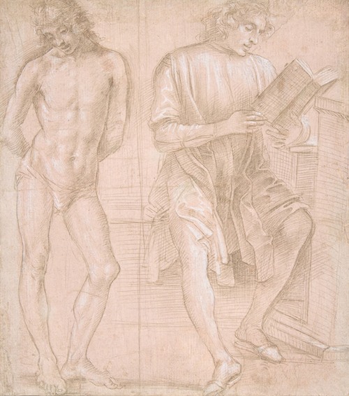Standing Youth with Hands Behind His Back, and a Seated Youth Reading