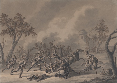 A Battle Between Cavalrymen and Infantry