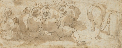 Group of Laborers in a Field (recto); Angel Appearing to a Kneeling Saint (verso)