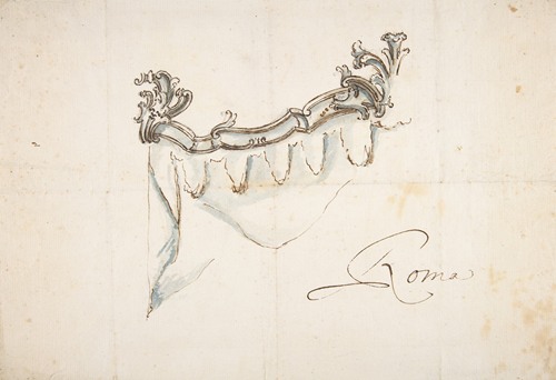Design for a Crest with Drapery (the Upper Part of a Canopy or Window Treatment)