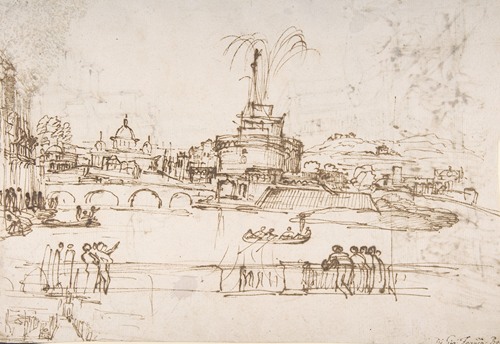 Figures Watching a Display of Fireworks at Castel Sant’Angelo, Rome