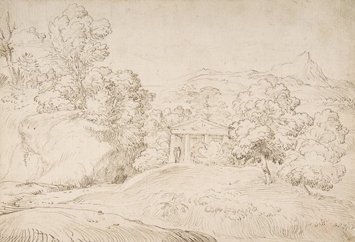 Landscape with a Pedimented Temple and Two Figures