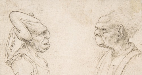 A Grotesque Couple; Old Woman with an Elaborate Headdress and Old Man with Large Ears and Lacking a Chin (1491-1570)