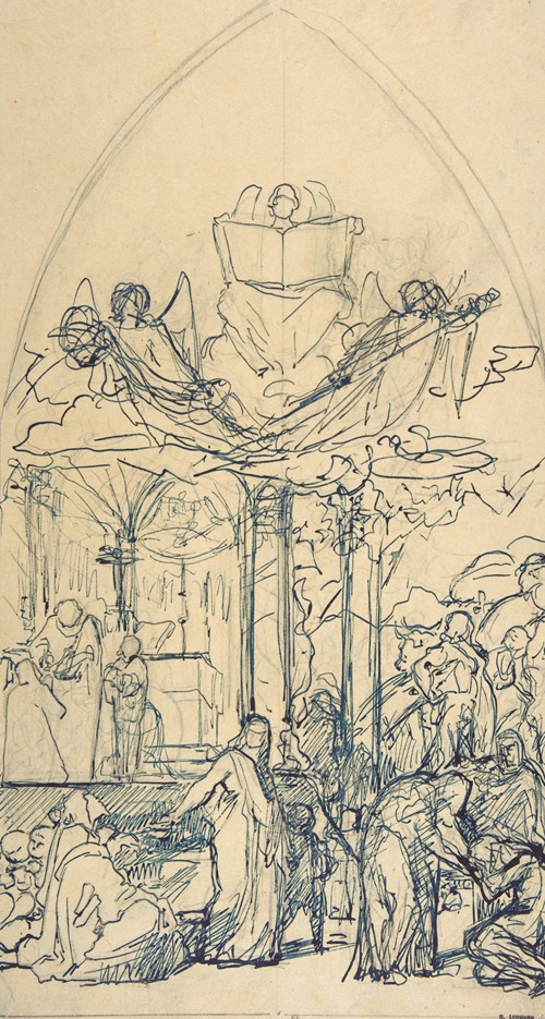Composition Study with Figures Distributing Bread (19th century)