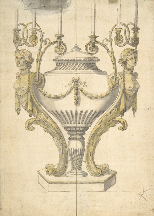 Candelabrum in the form of an Urn Clasped by Carytides and Candle Branches