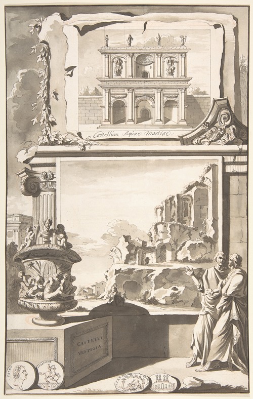 A Reconstruction of the Castellum Aquiae Martiae (above) and a View of the Ruins (below)