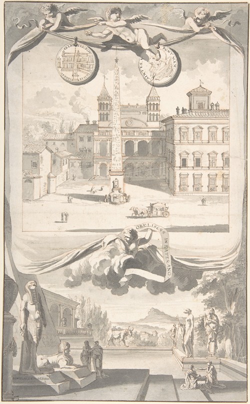 A View of the Obelisk and Saint John in Lateran (above) and a View of an Egyptian Site (below)