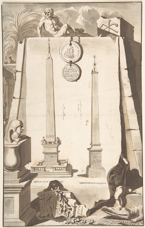 A View of Two Obelisks, One in the Vatican and the Other on the Esqualine Hill.