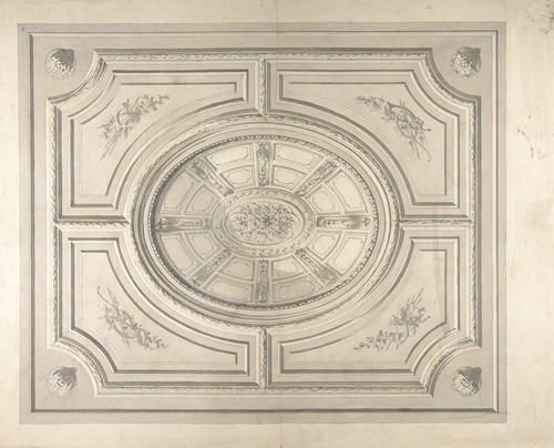 Design for a ceiling with trophies and a trompe l’oeil coffers