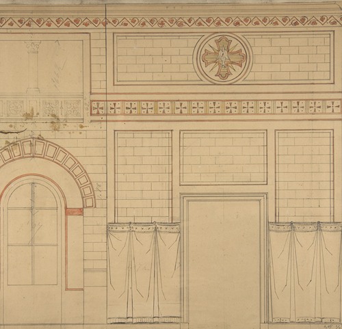 Elevation of a wall decorated with the dove of the holy ghost