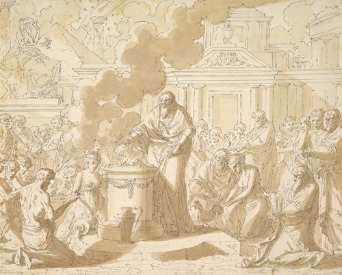 Classical Scene with Figures Gathered around a Sacrificial Altar