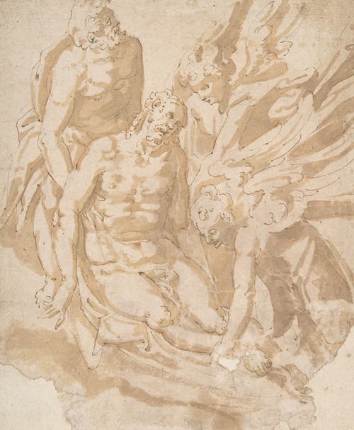 Design of Dead Christ Supported by Two Angels a Saint (1553-88)