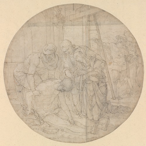 Christ at the Foot of the Cross, Mourned by Mary and John (early 16th century)