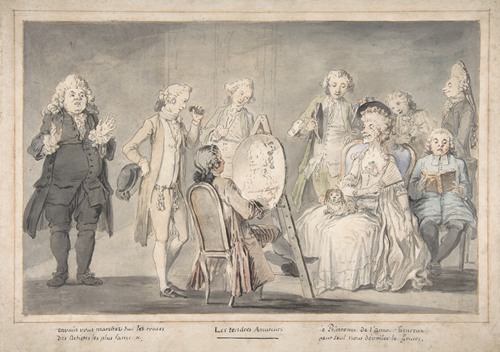 Satirical drawing; Artist Painting an Old Lady’s Portrait