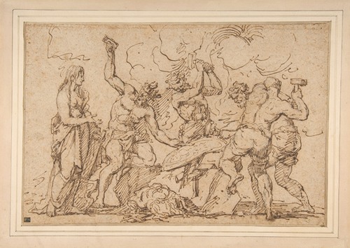 Venus Watching Vulcan and Cyclops Forge Armor for Mars