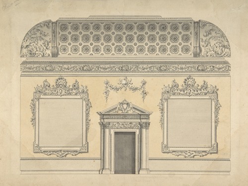 Design for Section of a Rococo Room, with a Coved Ceiling and Ornamented Corinthian Doorway