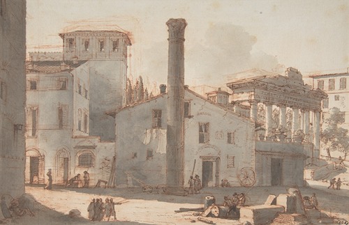 View of the Roman Forum with the Column of Phocas and the Temple of Saturn