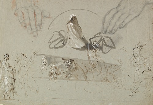 Studies of Fairies with a Pair of Hands (possibly representing the Opening of Pandora’s Box)
