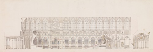Cross Section of the Nave of Reims Cathedral, decorated for the Coronation of King Louis XVIII