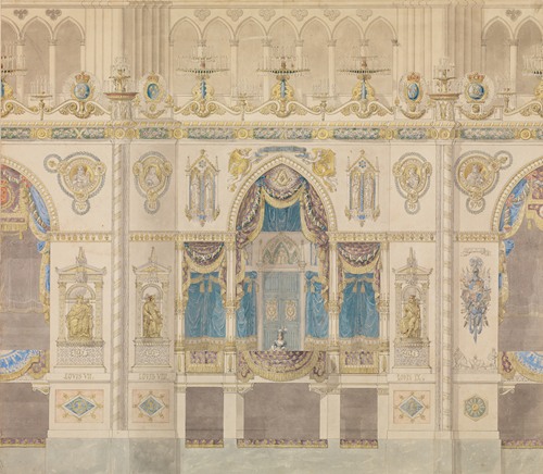 Elevation of Reims Cathedral with the Royal Box for the Coronation of Louis XVIII