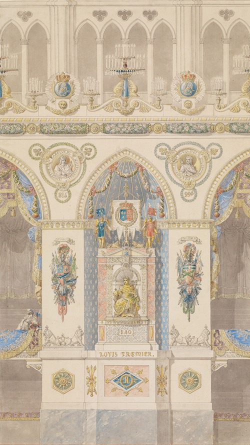 Interior Elevation of Reims Cathedral with a Statue of King Louis I