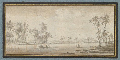 River with house and rowboat
