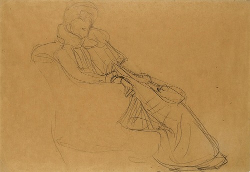 Sitzend Nach Rechts Im Dreiviertelprofil (Seated Figure From The Right In Three-Quarter Profile)