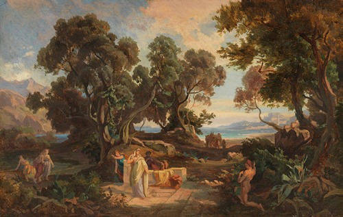 Odysseus approaches Nausicaa pleading for help (1864)