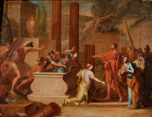 Mythological Scene of a Tomb in a Landscape with Classical Ruins