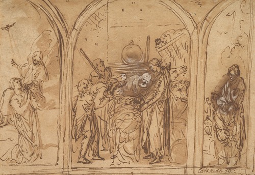 A Design for a Triptych with the Adoration of the Two Saints