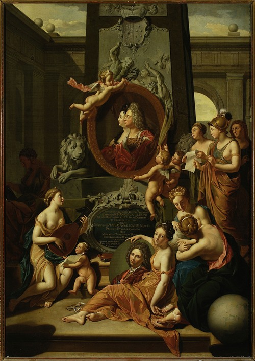 Liberal arts pay homage to Johann Wilhelm, Palatine of the Rhine, and his wife