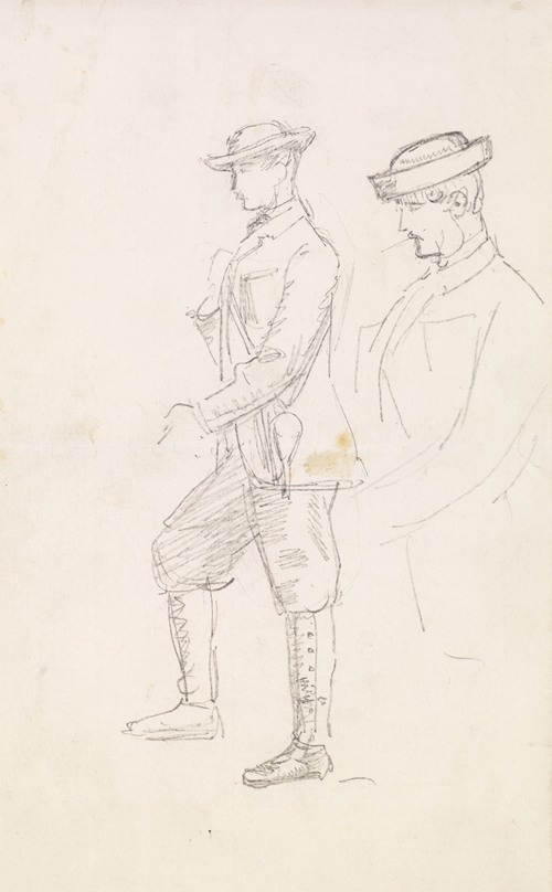 Male – Two Sketches of a young Man dressed for Shooting