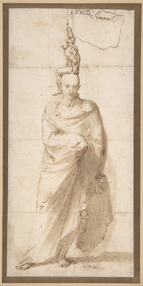 Man Wearing a Large Cloak and a Small Naked Man on His Head (ca. 1637-40)