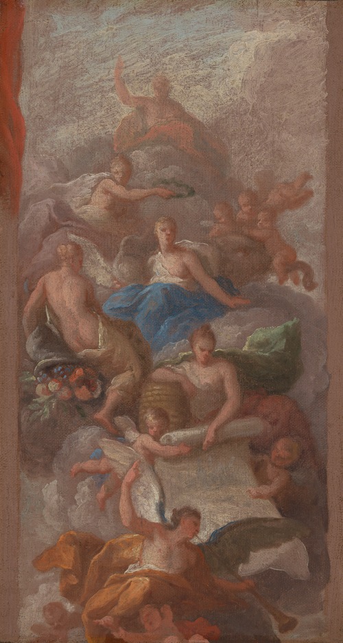 Gratitude Crowned by Peace, with Other Allegorical Figures of Industry, Fame and Plenty