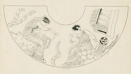 The muse Thalia or Euterpe with casket and crown of ivy ; the muse Erato with a lyre
