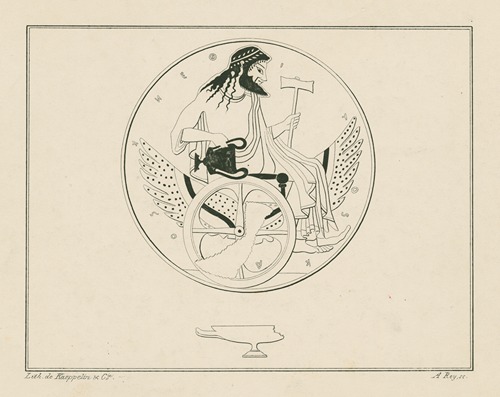 Vulcan in a winged chariot