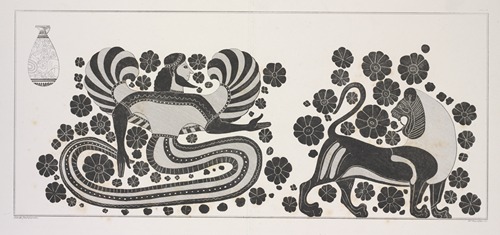 A winged ichthyomorphic [fish-form] god, perhaps Oannes, Dagon, or Cadmus