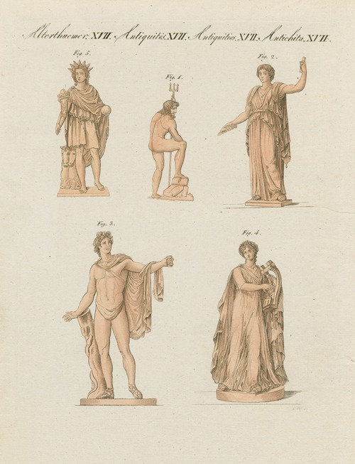 Classical sculpture depicting Neptune, Ceres and Apollo