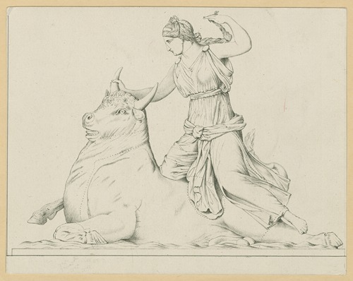 Europa on the back of Zeus in the form of a bull