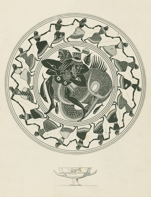 Kylix depicting Hercules wrestling with Triton