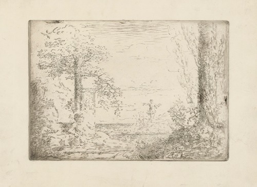 Nymphe assise accoudée au pied d’un arbre