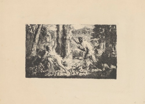 Satyre courant derrière une nymphe