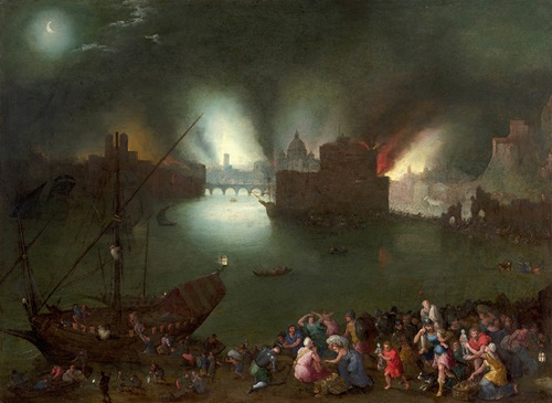 Aeneas rescuing his father from the burning Troy