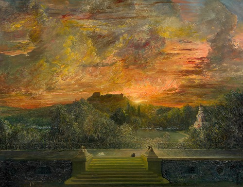 Sunset with the Wallace pump and the Bagatelle terraces