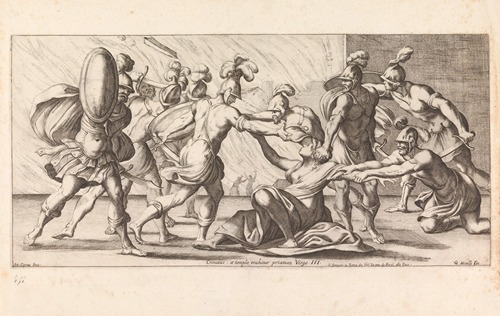 Cassandra drawn out of the temple (Crinibus à templo trahitur priamea Virgo)