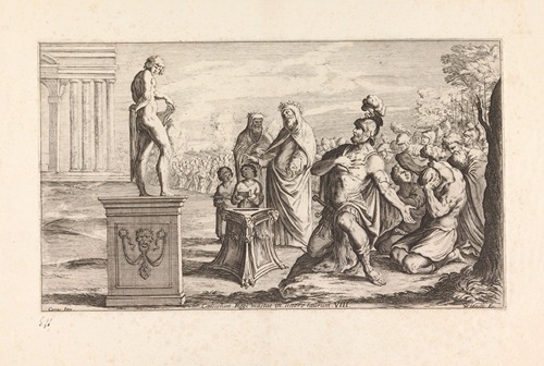 Aeneas offering a sacrifice to the Gods (Coelicolum Regi mactat in littore taurum)