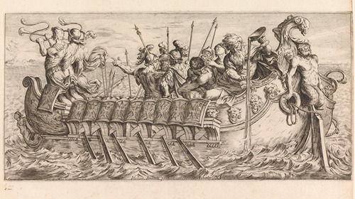 Aeneas and his soldiers catching sight of Italy for the first time (Italiam, Italiam, primus conclamat Achates)